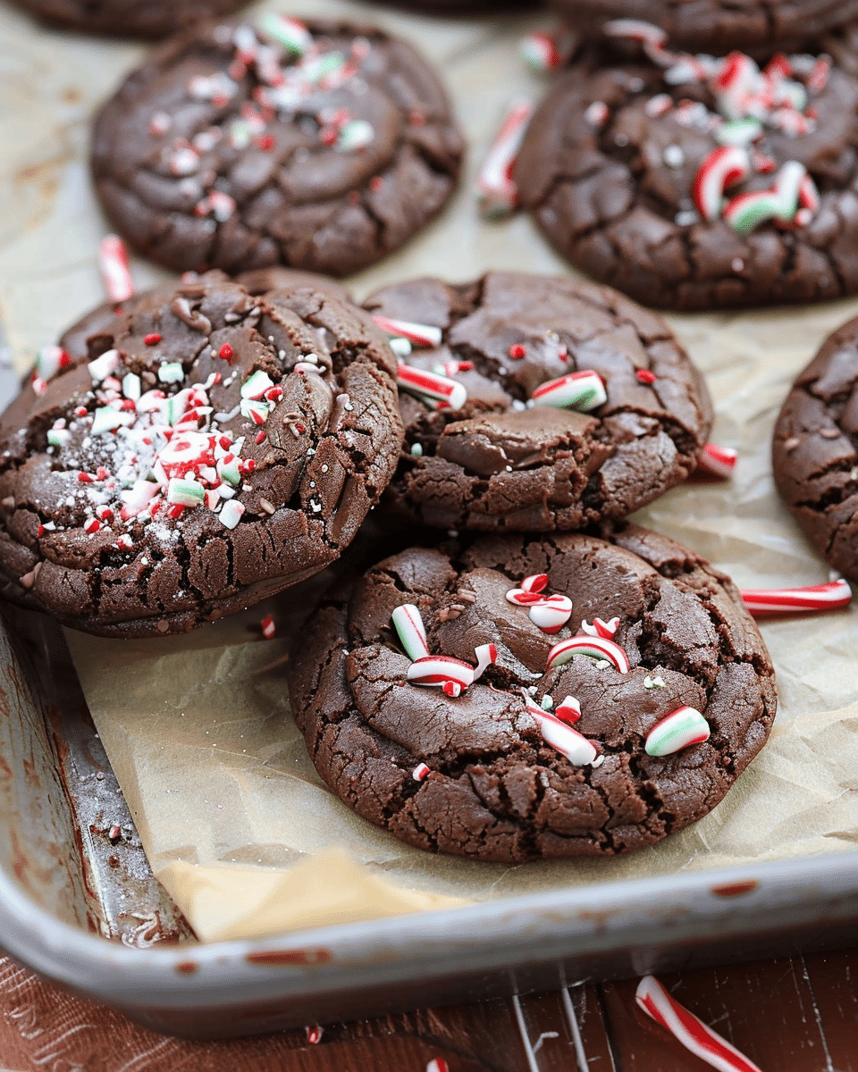 Hot Chocolate Peppermint Fudge Cookies