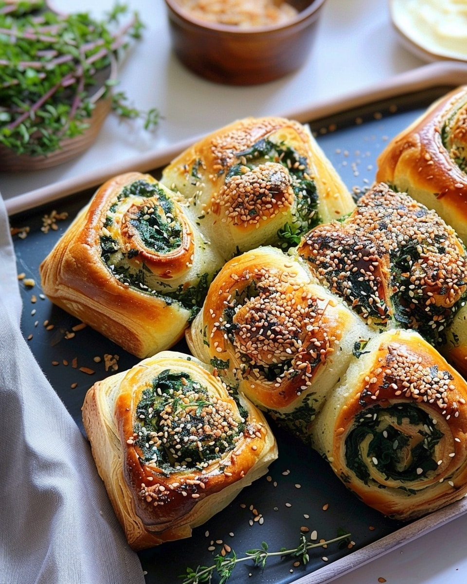Garlic Herb & Spinach Puff Pastry Rolls