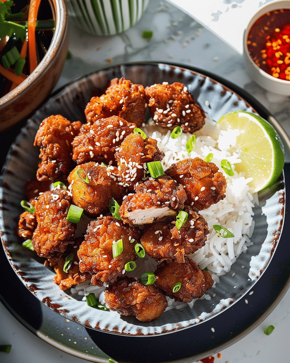 Korean Fried Chicken Bites & Coconut Rice