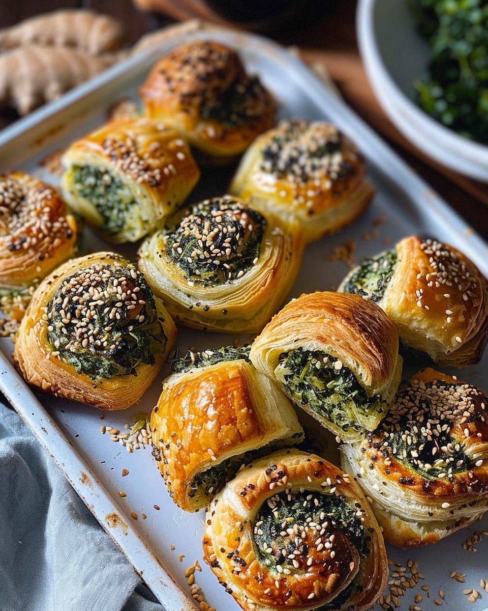 Garlic Herb & Spinach Puff Pastry Rolls