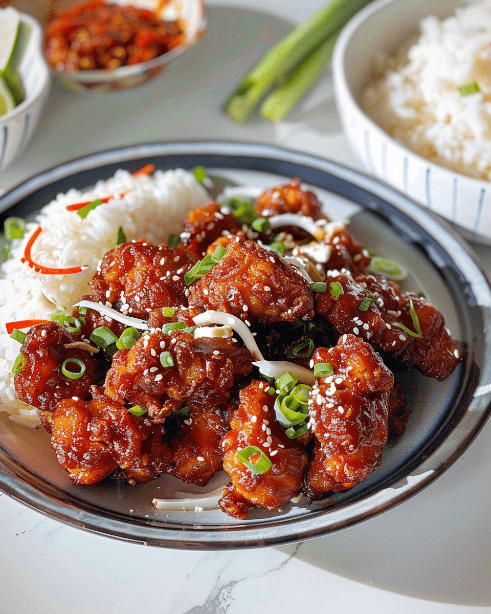 Korean Fried Chicken Bites & Coconut Rice