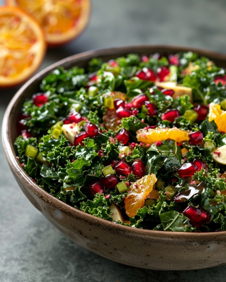 Citrus Pomegranate Kale Salad with Honey-Lemon Vinaigrette
