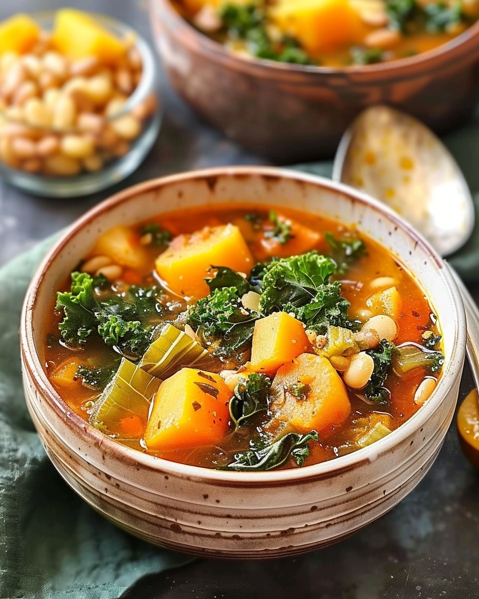 Winter Minestrone Soup with Butternut Squash and Kale