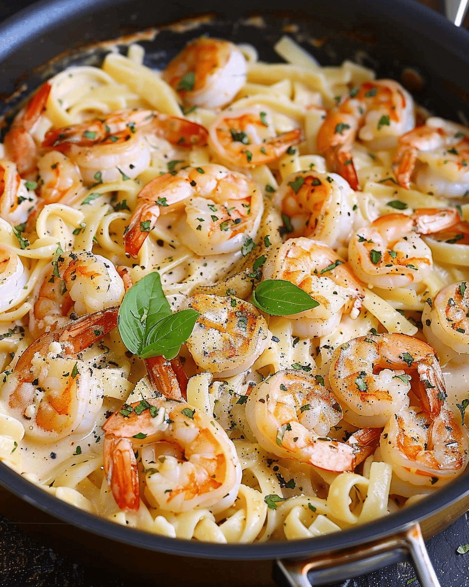 Creamy Mozzarella Shrimp Pasta