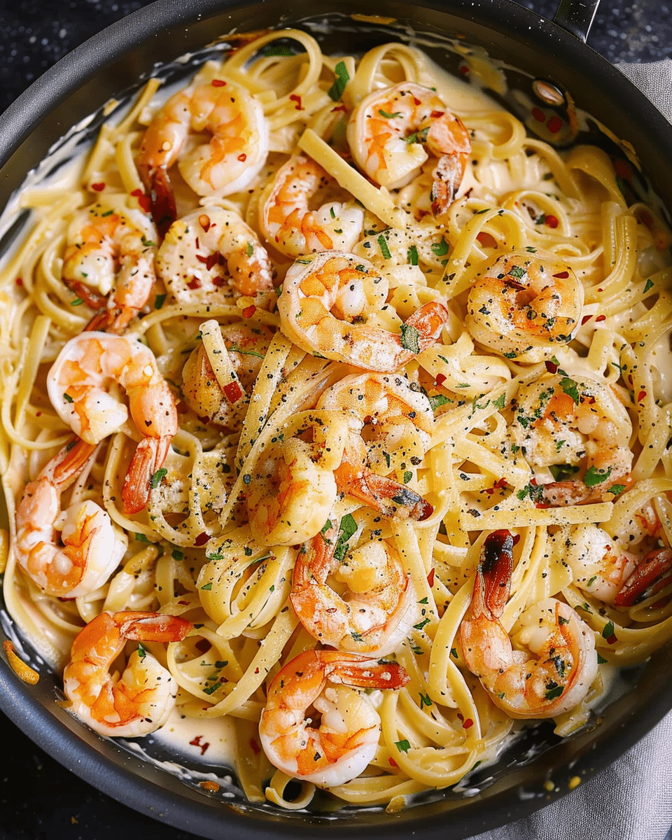 Creamy Mozzarella Shrimp Pasta