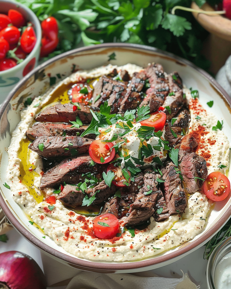 Homemade Hummus & Steak