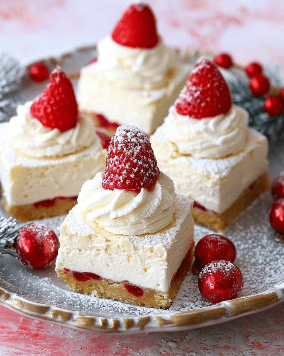 Santa Hat Crispy-Treat Cheesecake Squares