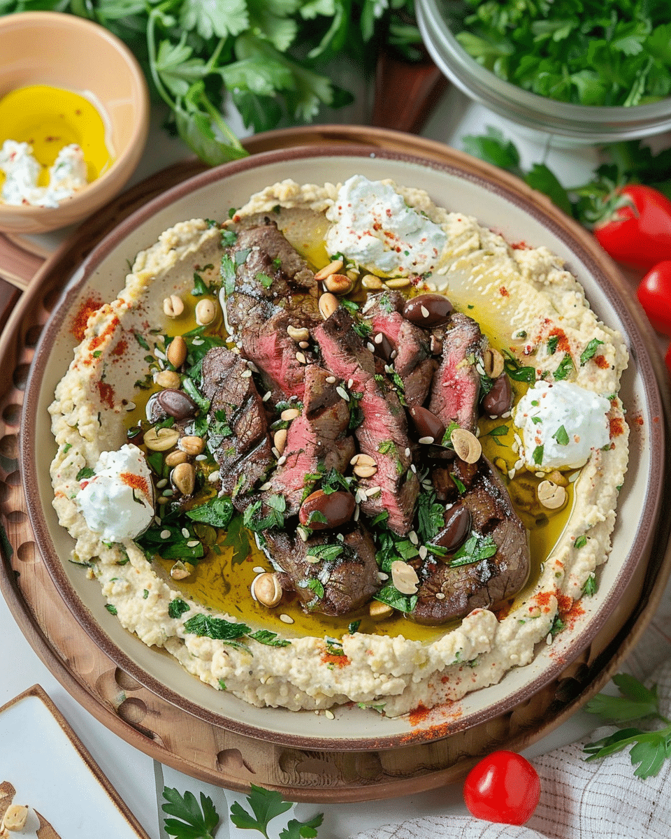 Homemade Hummus & Steak