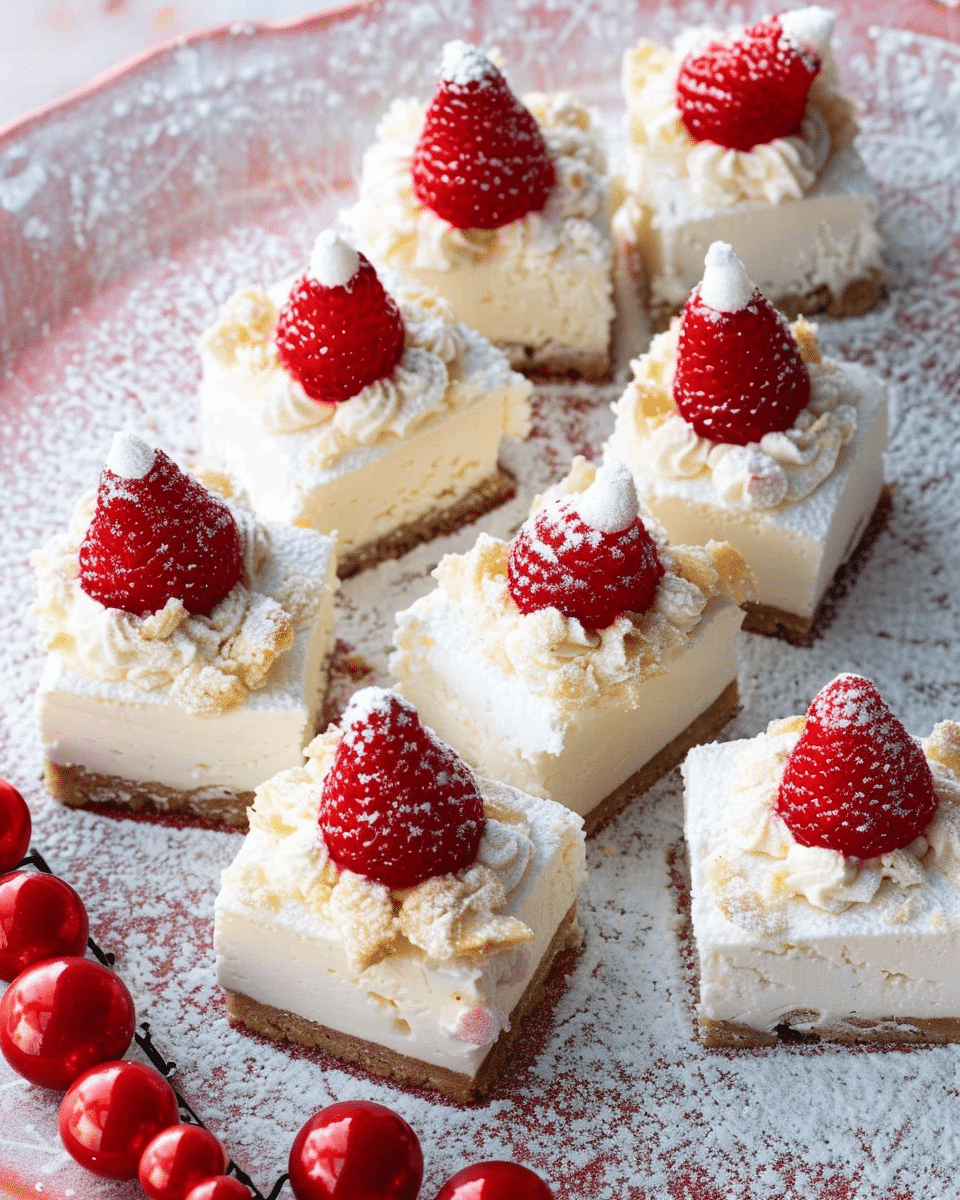 Santa Hat Crispy-Treat Cheesecake Squares