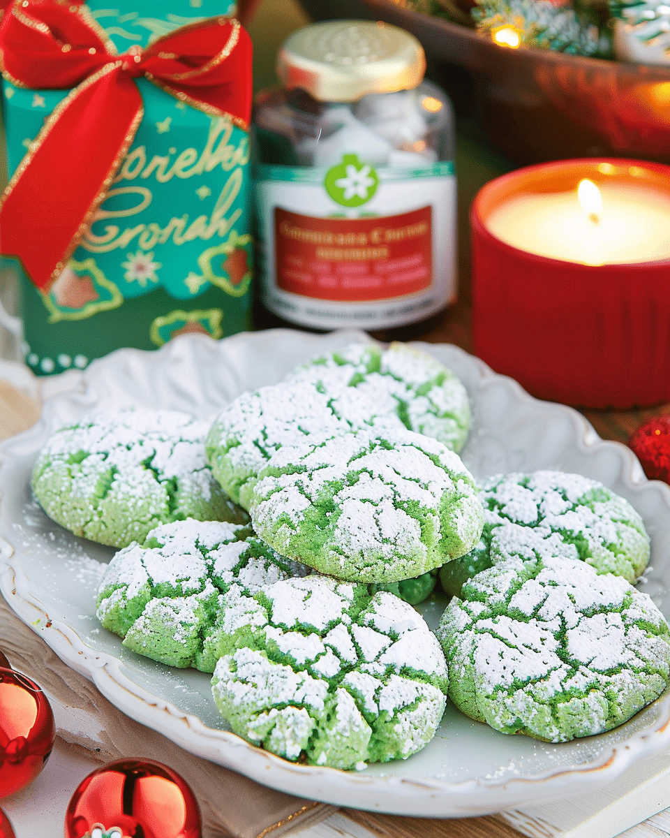 Grinch Crinkle Cookies