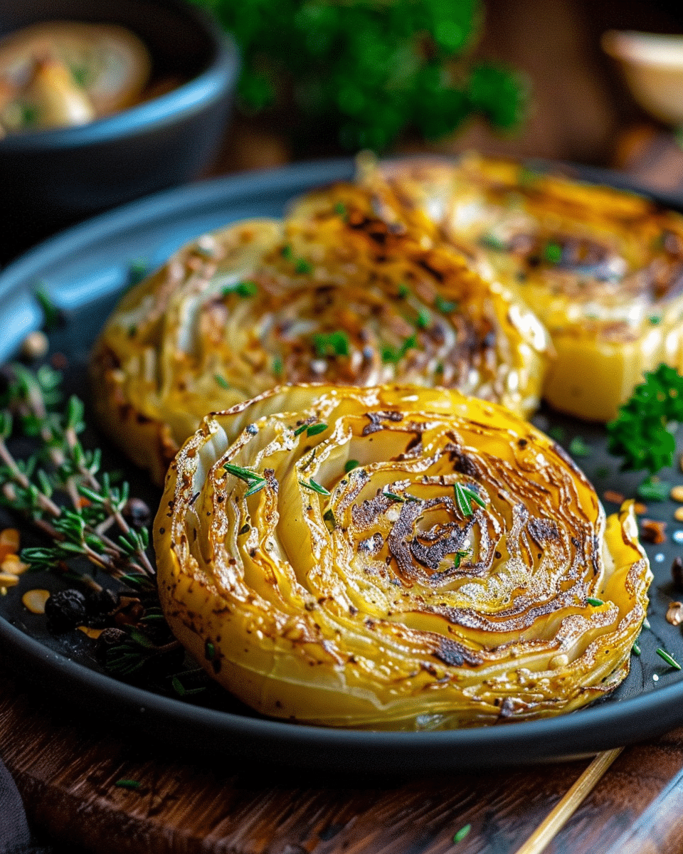 Oven Roasted Garlic Cabbage Steaks