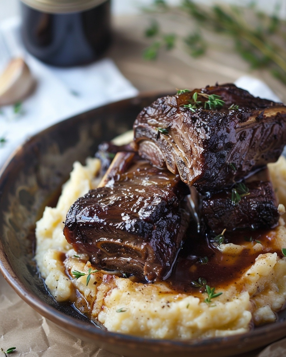 Irresistible Braised Short Ribs with Red Wine & Garlic Mash