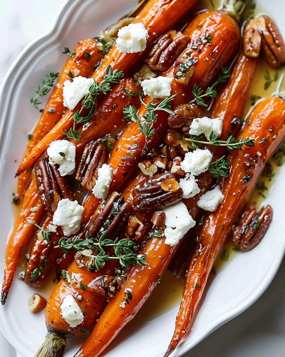 Roasted Carrots with Candied Pecans and Goat Cheese