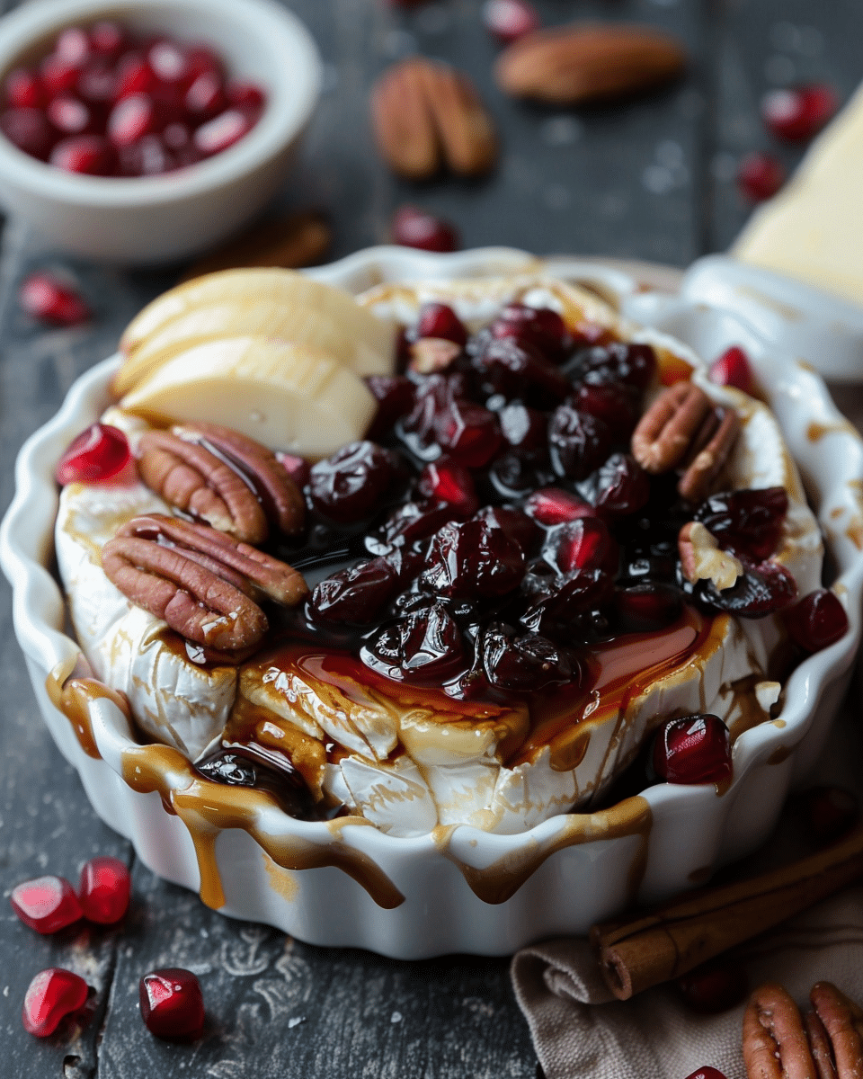 Baked Brie with Honey Balsamic Cranberries