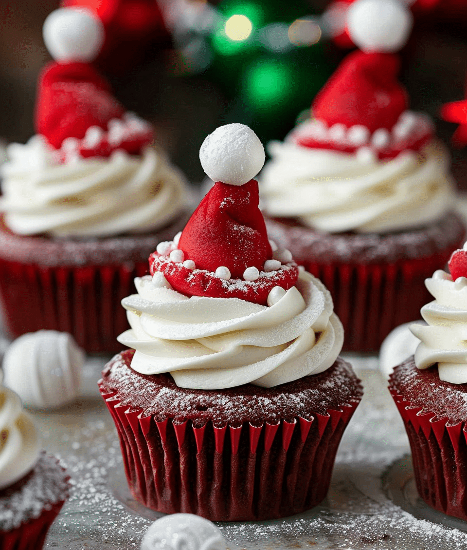 Red Velvet Santa Hat Cupcakes