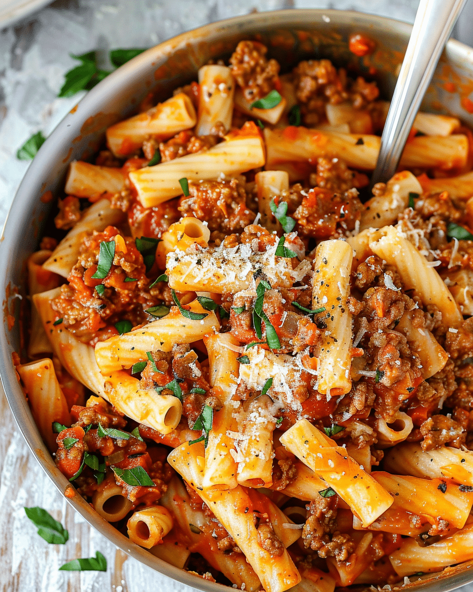 Ground Beef Pasta Recipe in Tomato Sauce