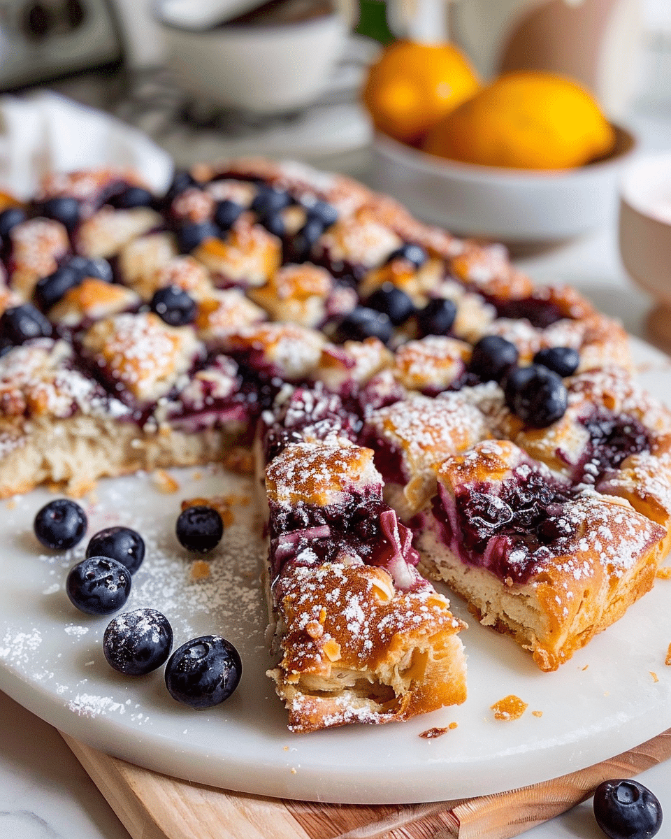 Wild Blueberry Cheesecake Danish Sourdough Focaccia