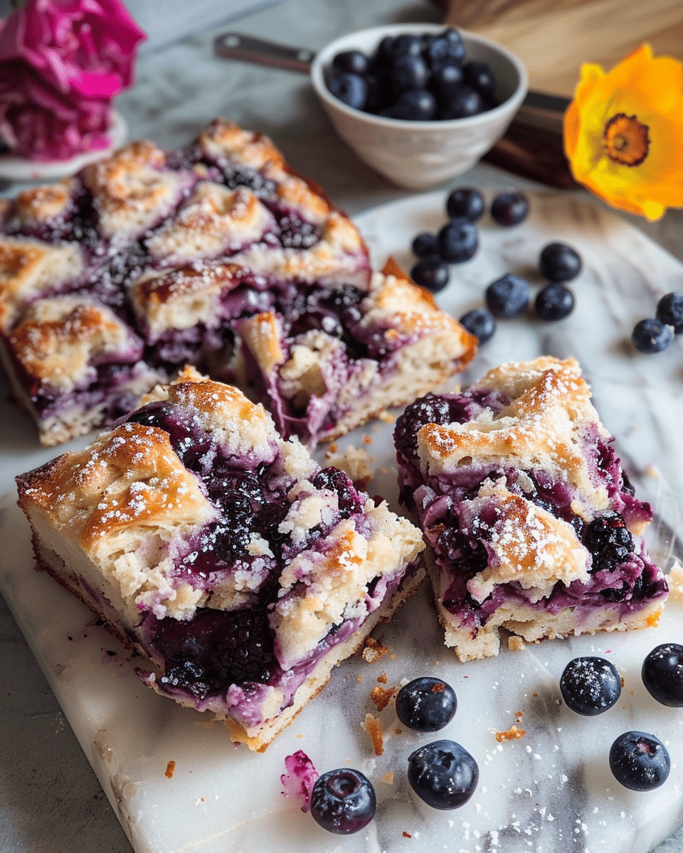 Wild Blueberry Cheesecake Danish Sourdough Focaccia