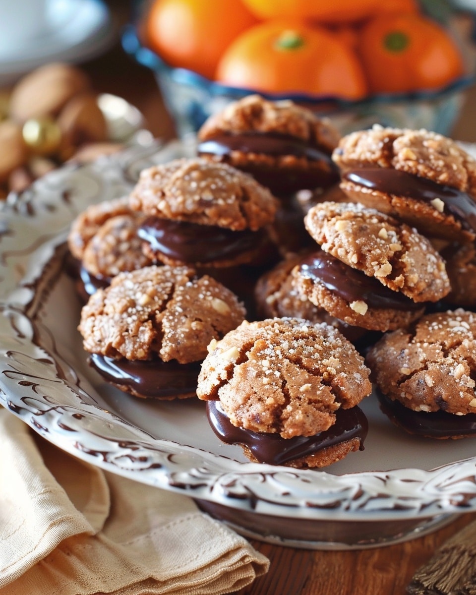 Greek Walnut Macaroons with Chocolate Ganache