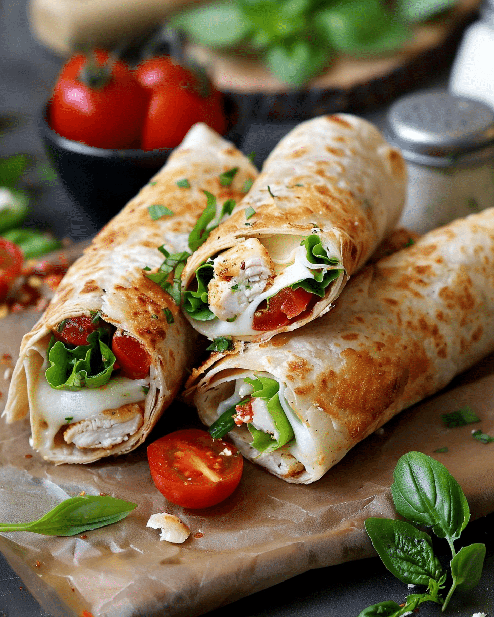 Crunchy Crispy Air Fryer Chicken & Mozzarella Wraps
