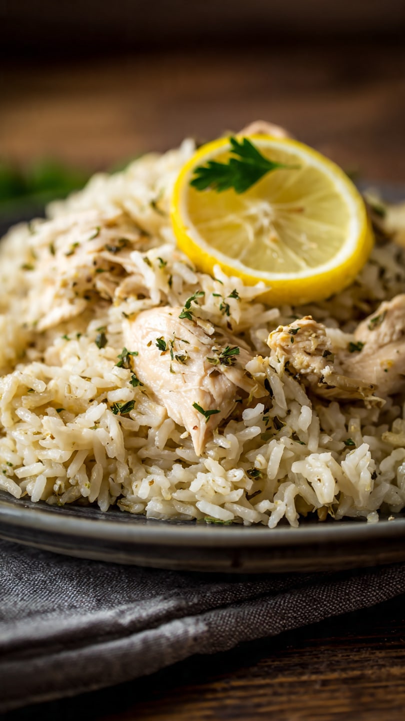 Slow Cooker Lemon Herb Chicken and Rice