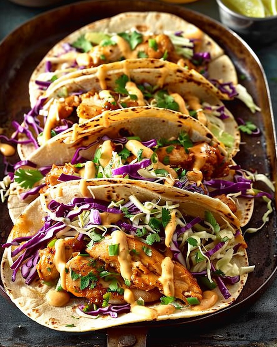 Honey Mustard Chicken Slaw Tacos