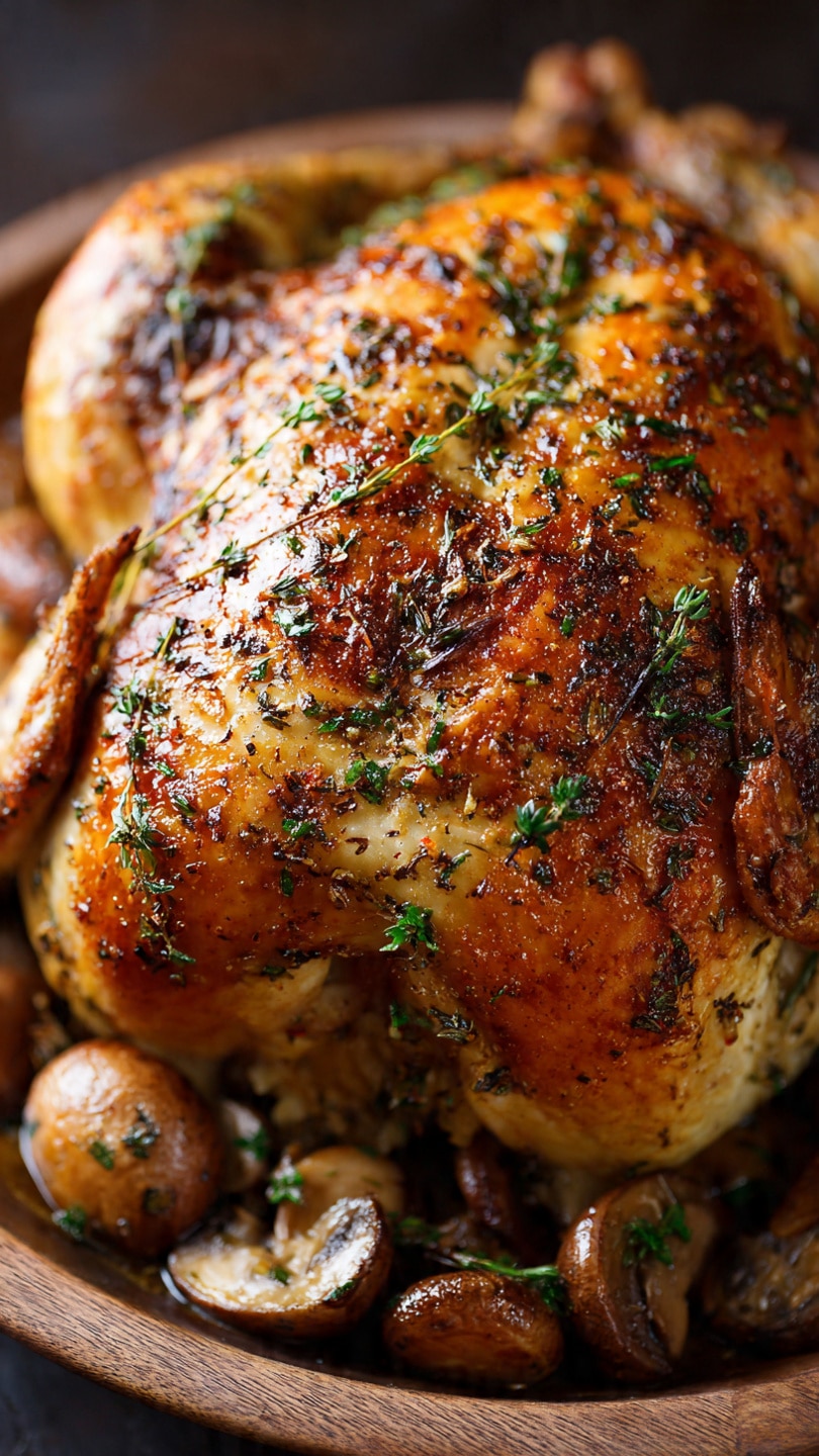 Garlic Herb Roasted Chicken with Mushrooms