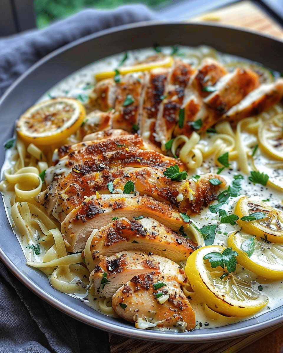 Creamy Lemon Herb Greek Chicken Alfredo