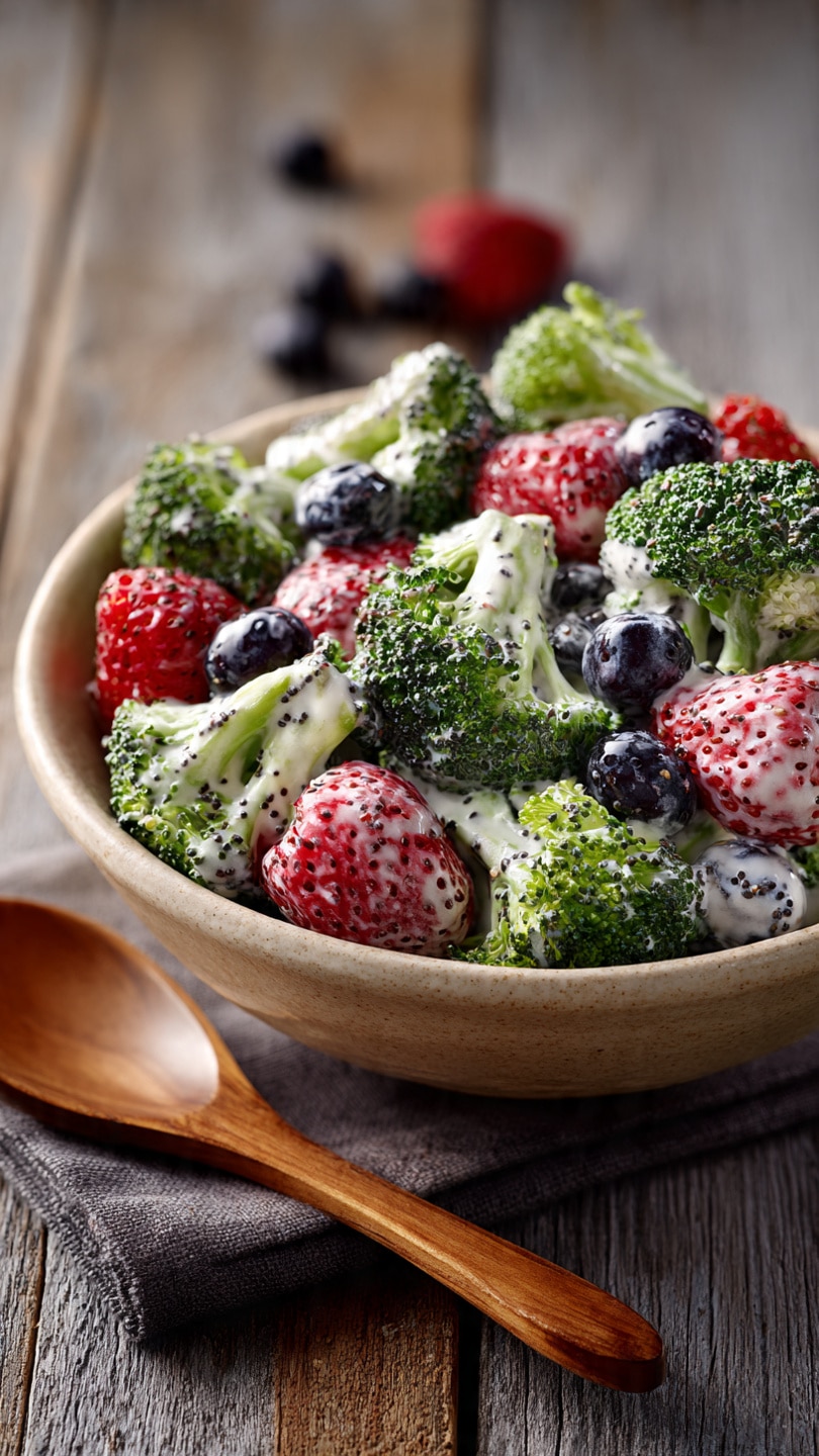Fresh Broccoli Berry Salad with Homemade Poppy Seed Dressing