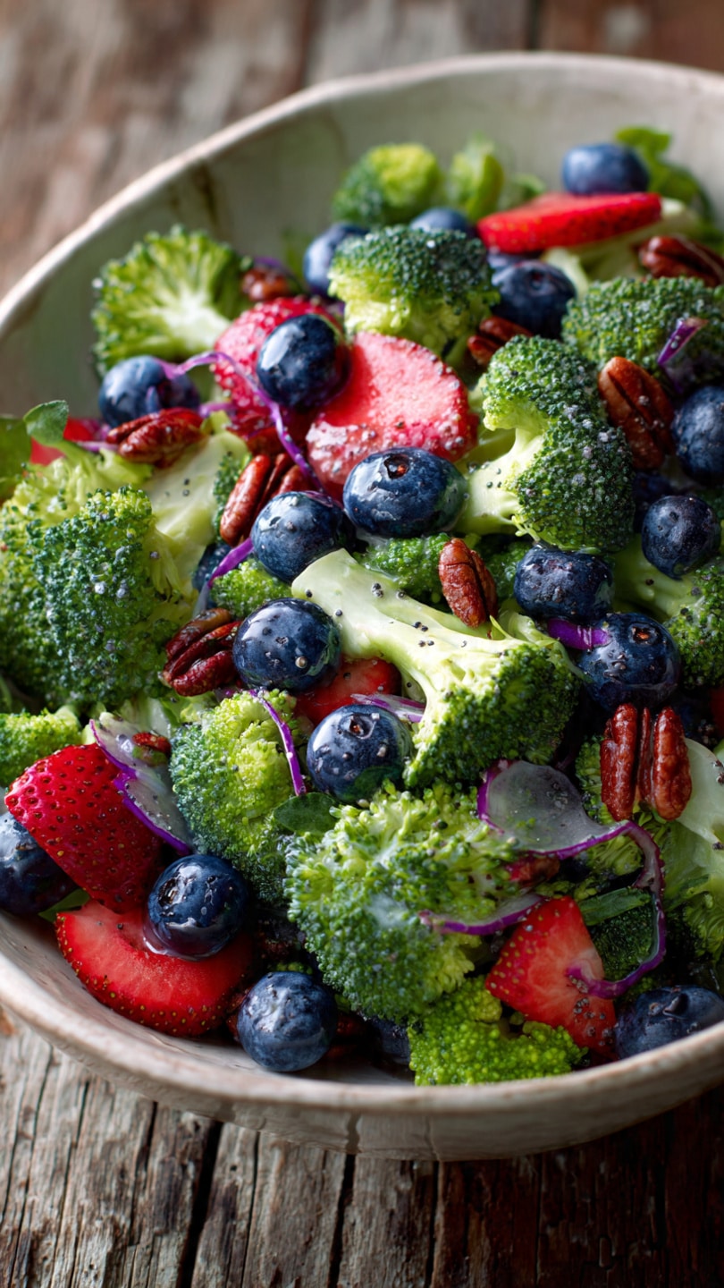 Fresh Broccoli Berry Salad with Homemade Poppy Seed Dressing