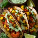 Shrimp Tacos with Mango Salsa & Creamy Cilantro Sauce