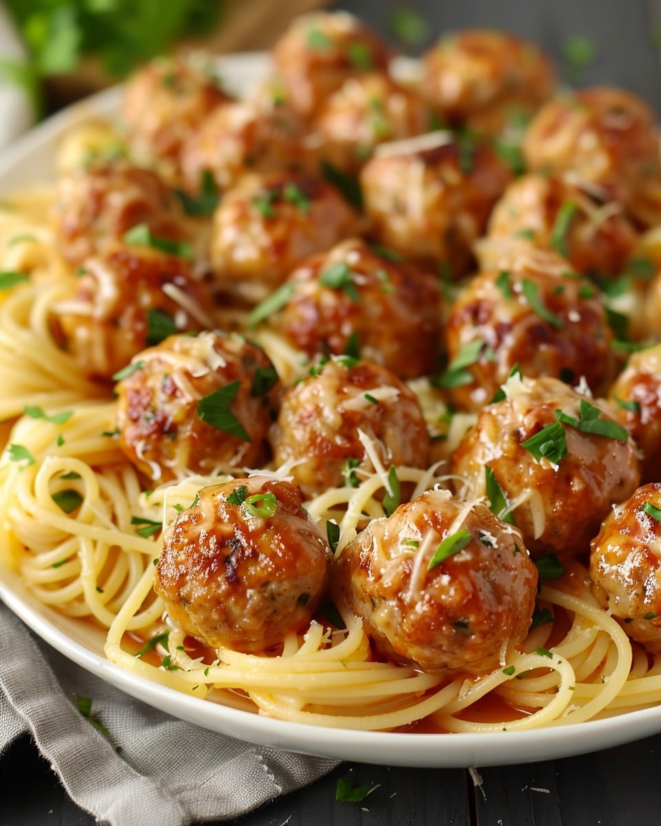 Garlic Butter Turkey Meatballs with Lemon Pasta