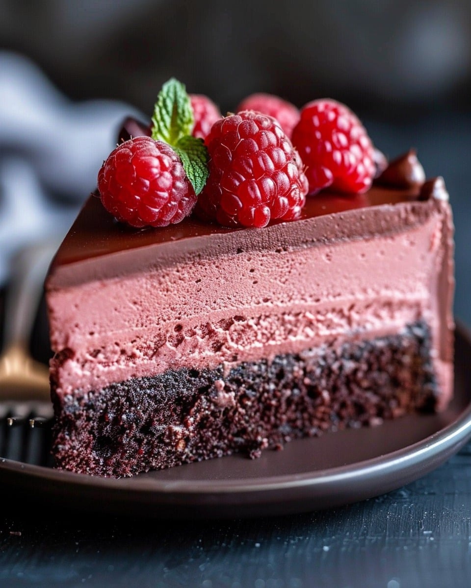 Dark Chocolate Raspberry Mousse Cake