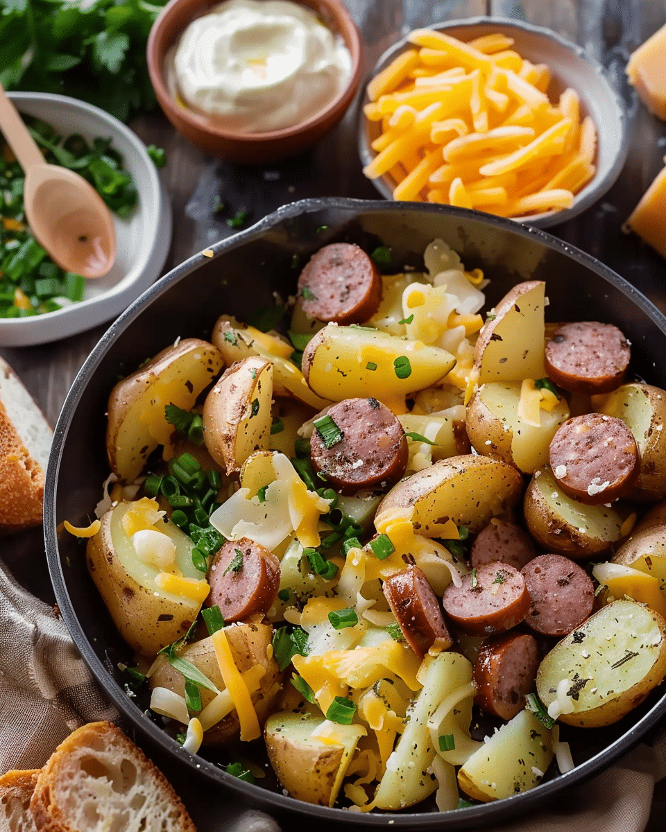 Cheesy Ranch Potatoes and Smoked Sausage
