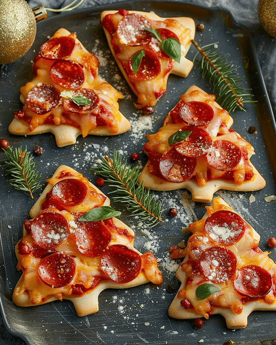 Festive Tree-Shaped Mini Pizzas