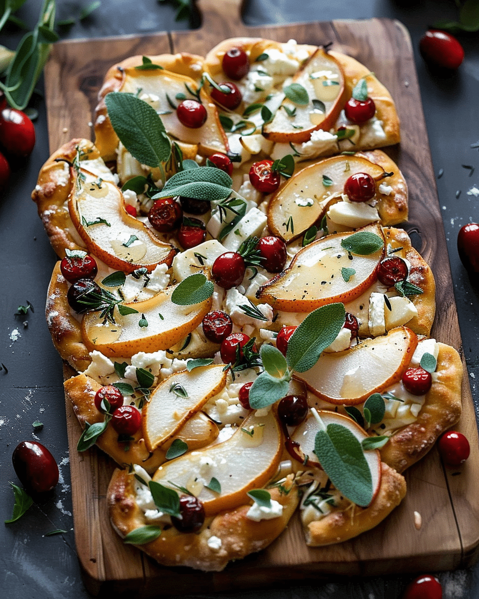 Roasted Pear, Cranberry, and Brie Flatbread