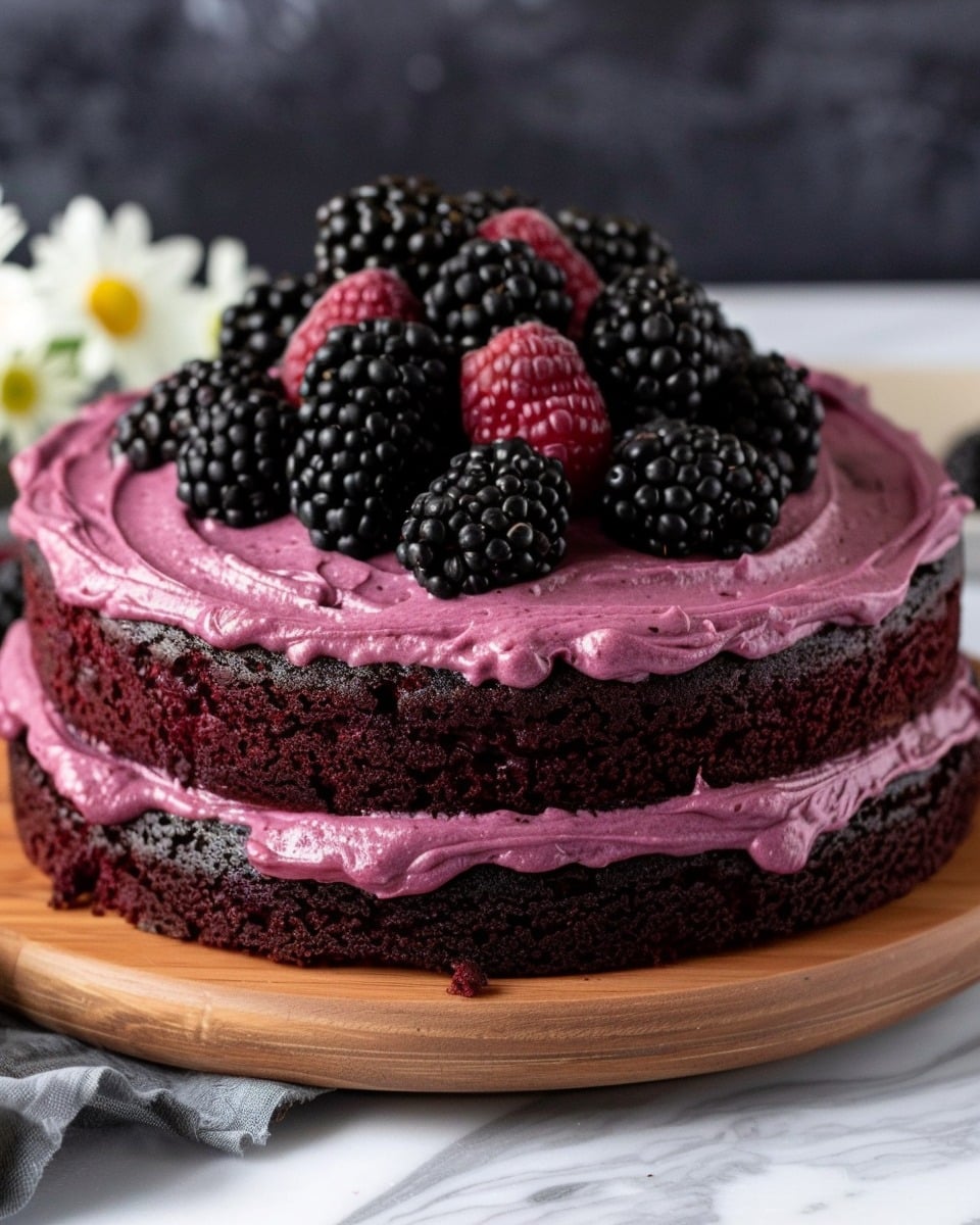 Irresistible Blackberry Velvet Cake with Lush Blackberry Frosting