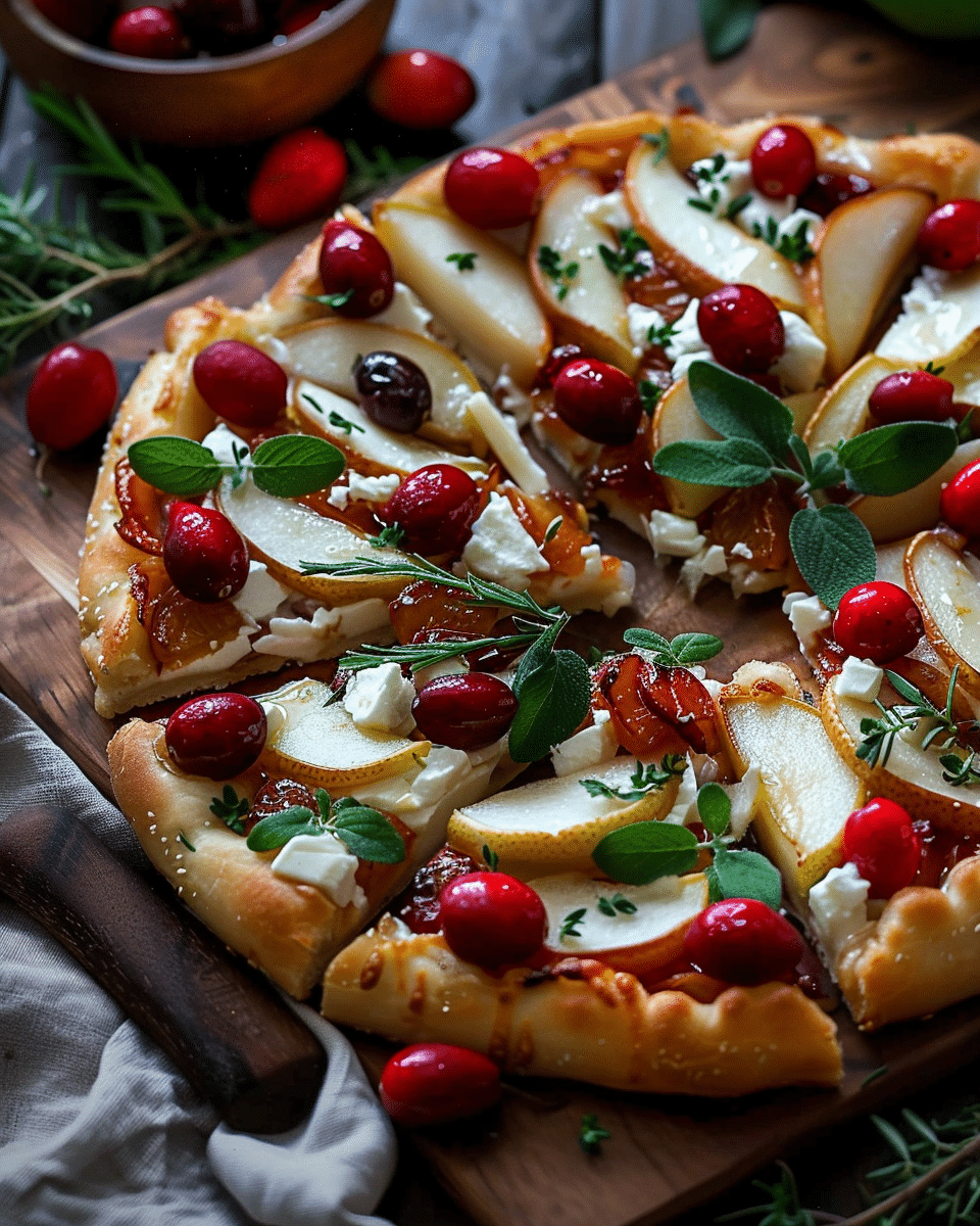 Roasted Pear, Cranberry, and Brie Flatbread