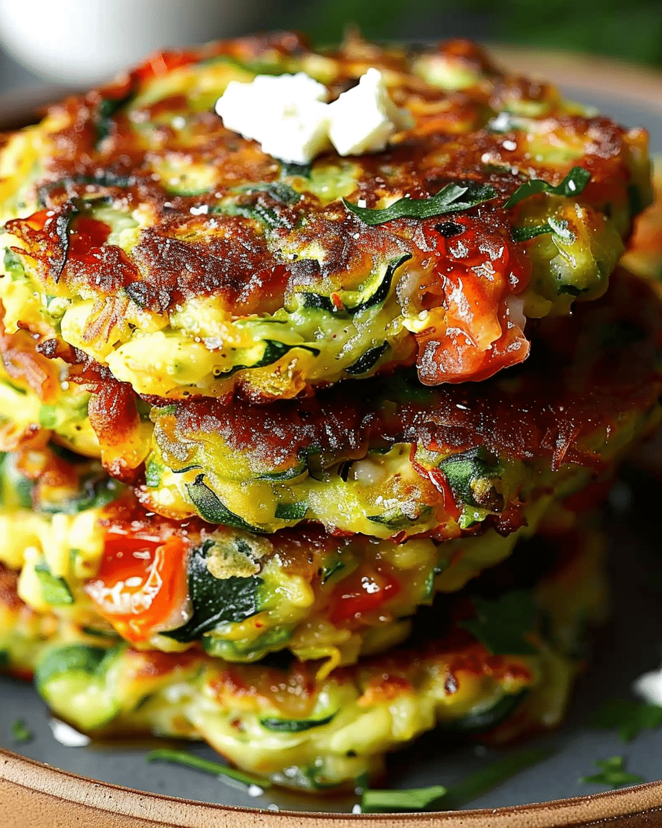 Quick Tomato Zucchini Fritters with Feta