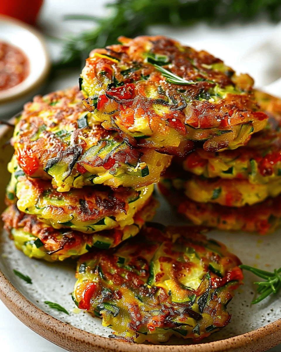 Quick Tomato Zucchini Fritters with Feta