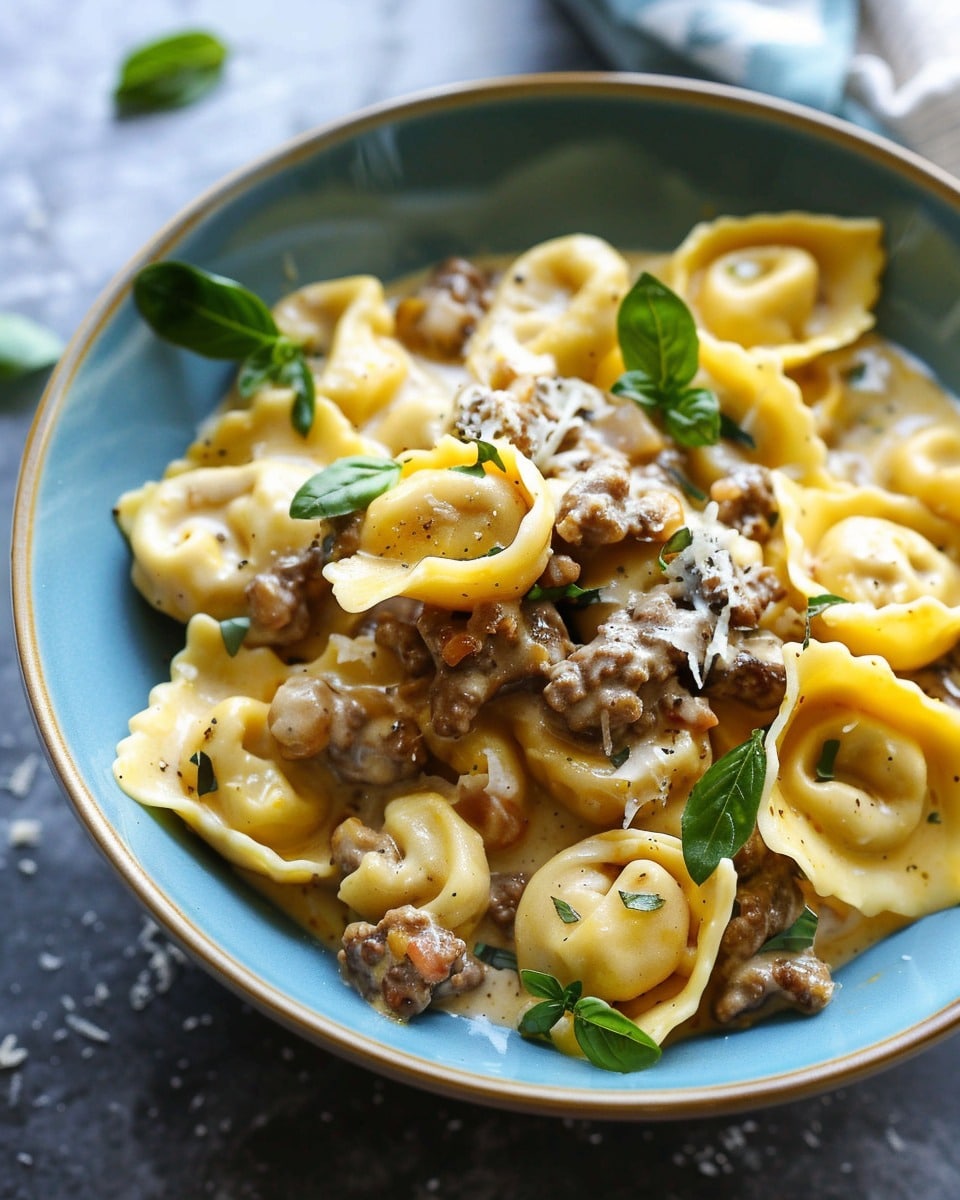 Beef & Parmesan Tortellini in Creamy Sauce