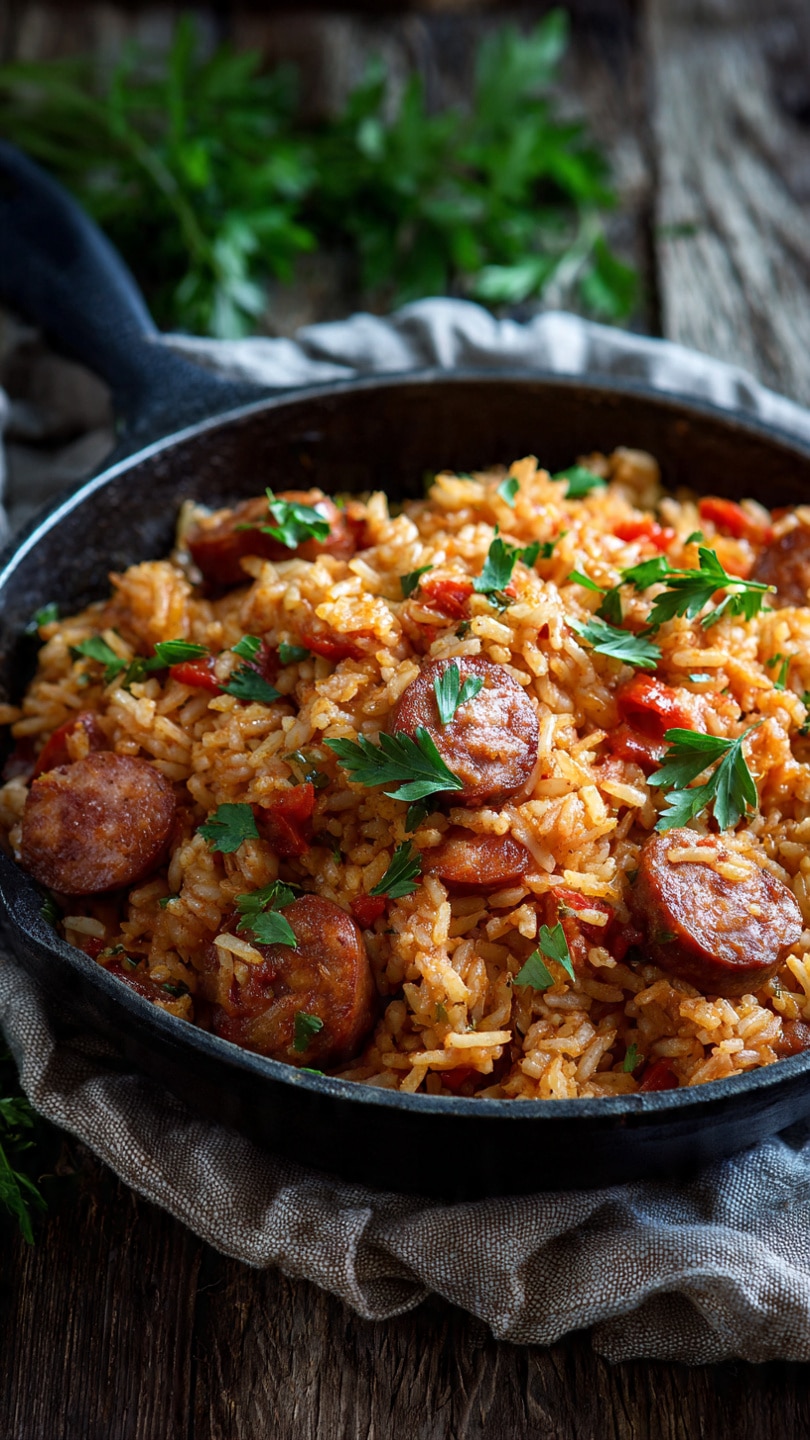 Quick One Pot Sausage and Rice Delight