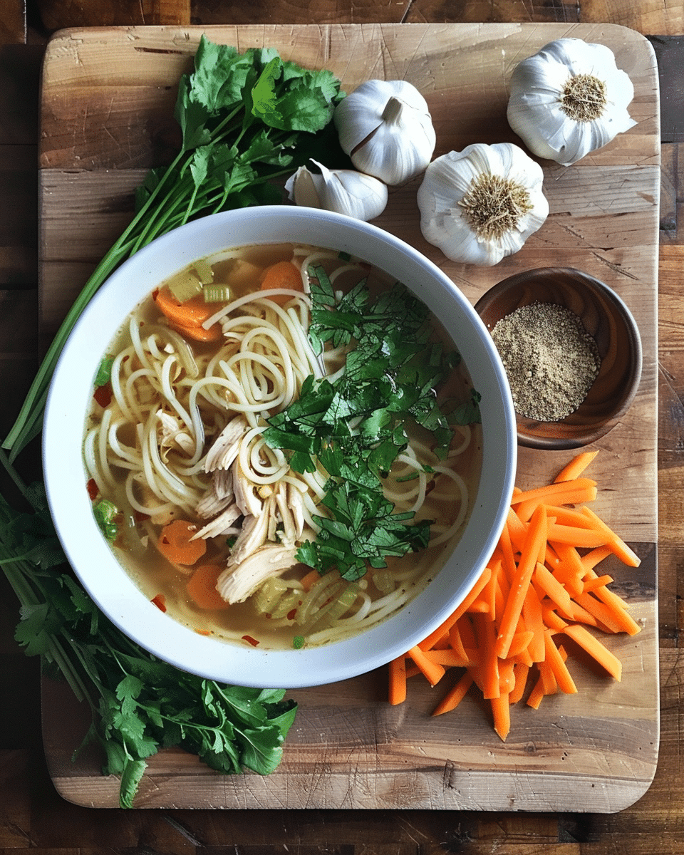 Classic Ginger Garlic Chicken Noodle Soup