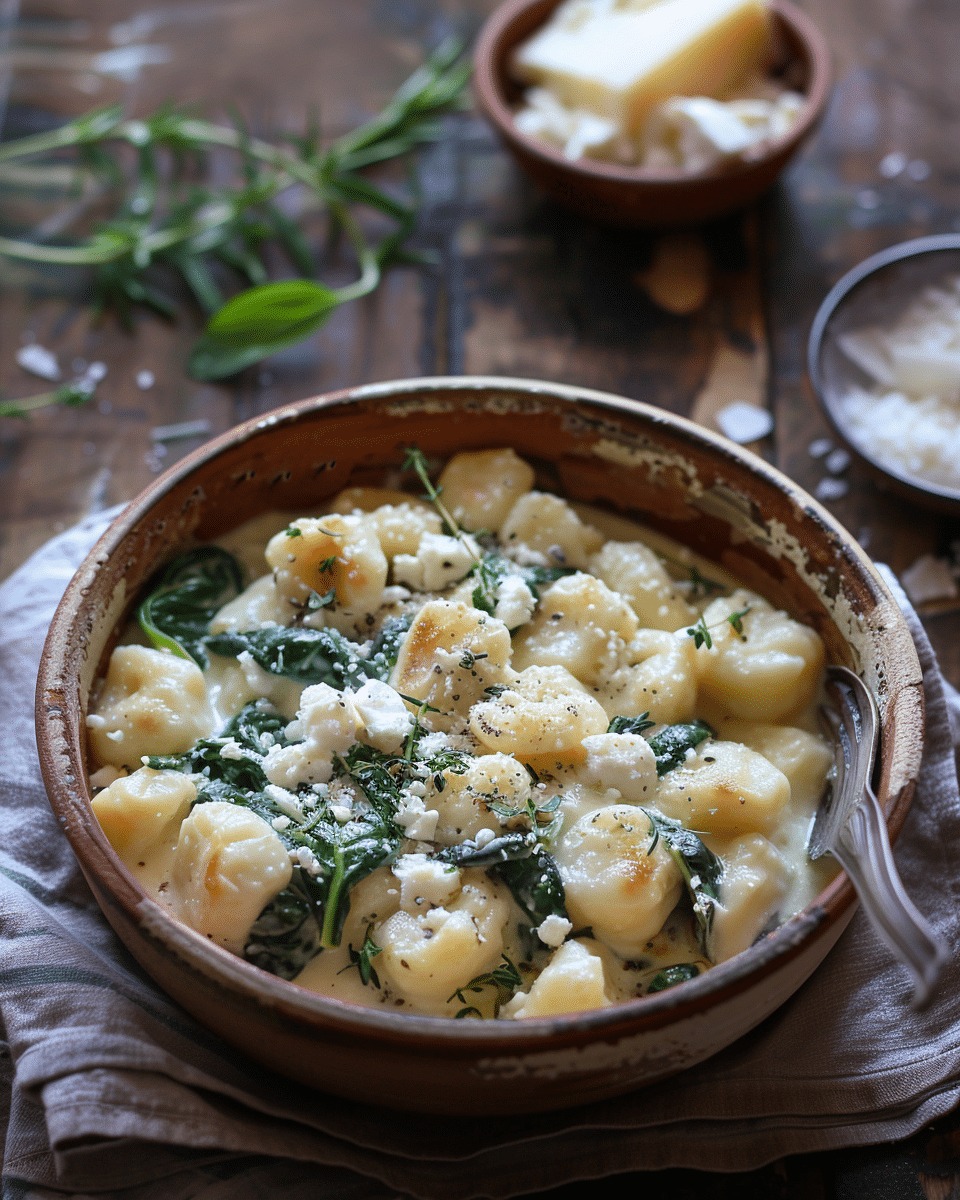 Creamy Gnocchi with Spinach and Feta