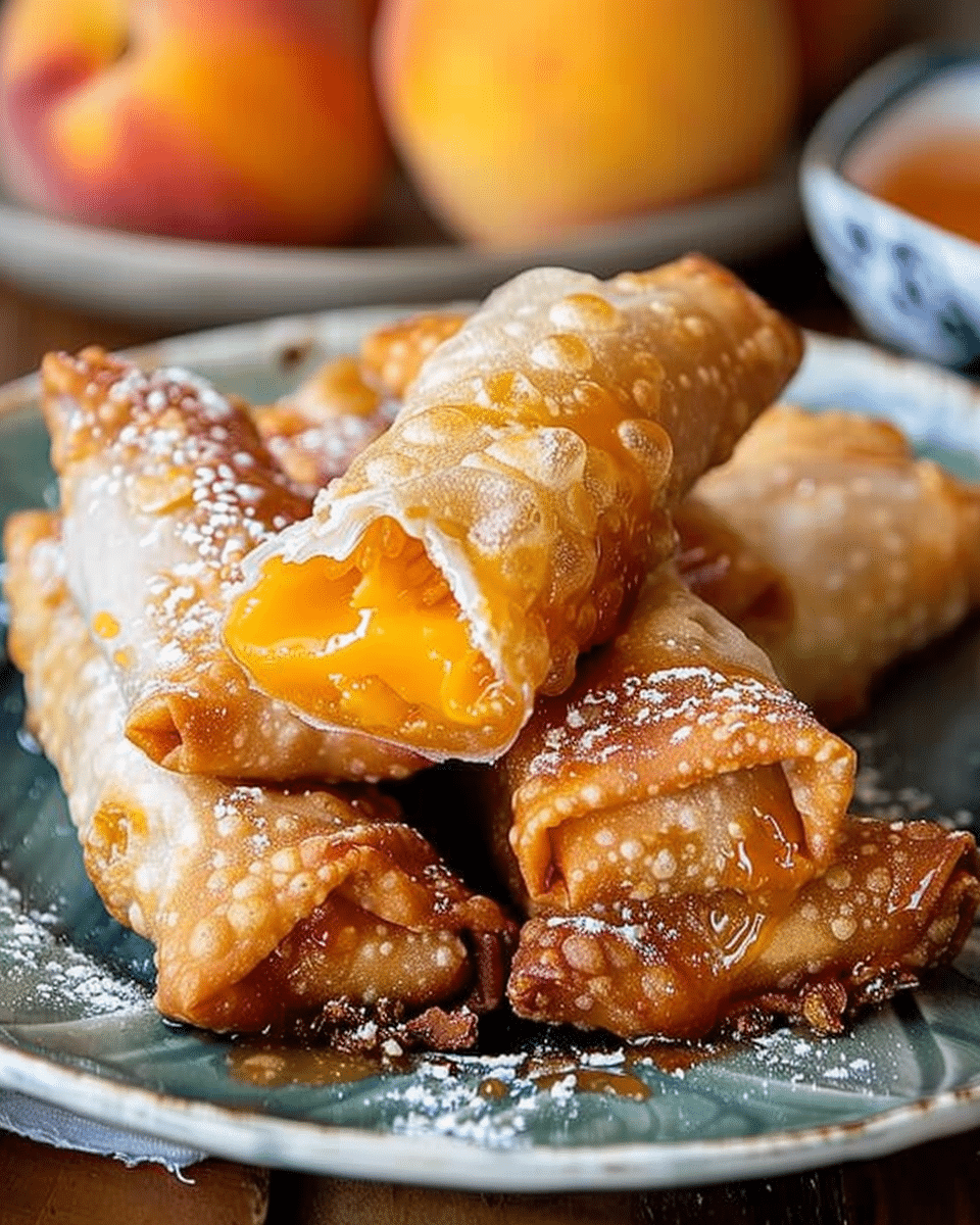 Crispy Peach Cobbler Egg Rolls