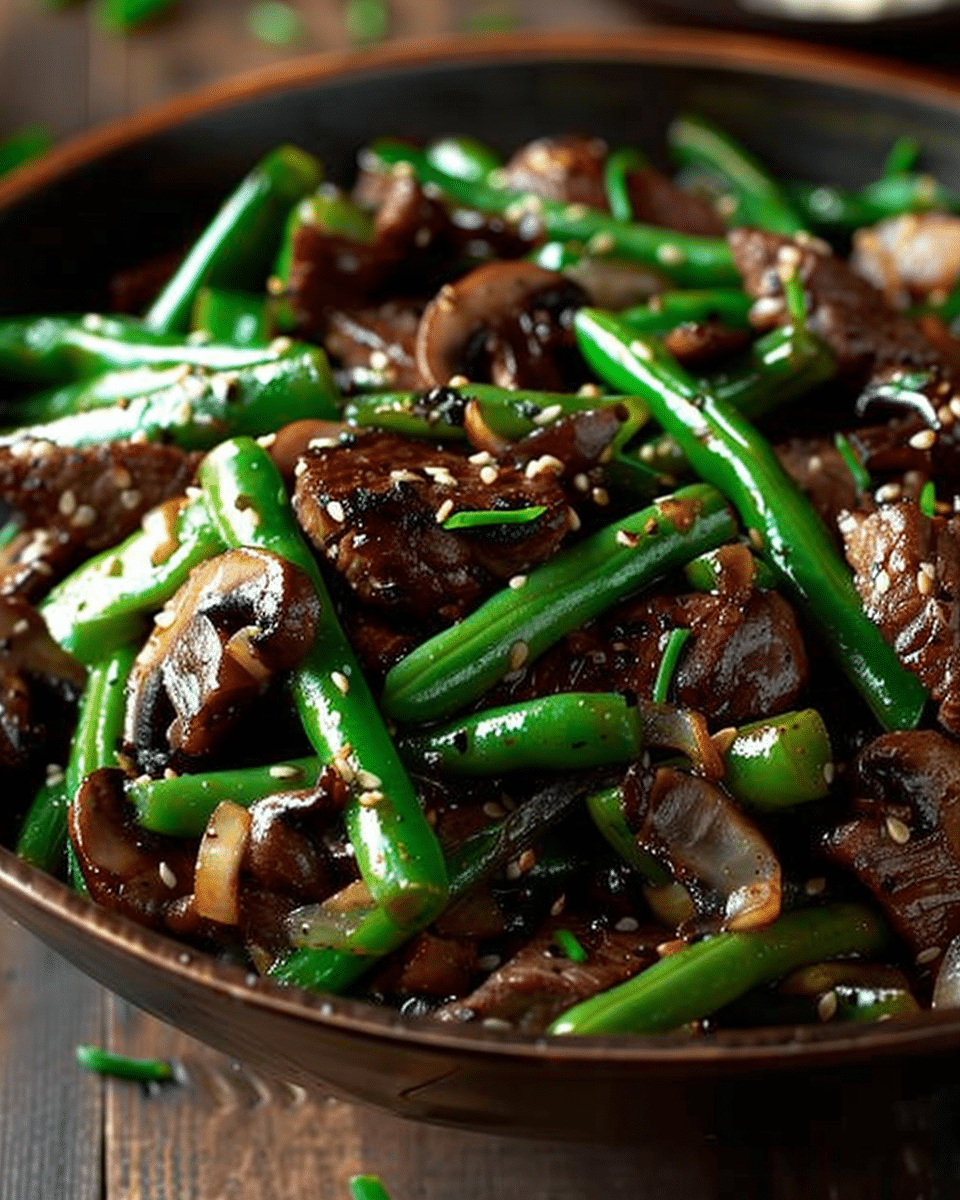 Black Pepper Beef, Mushroom & Green Bean Stir-Fry