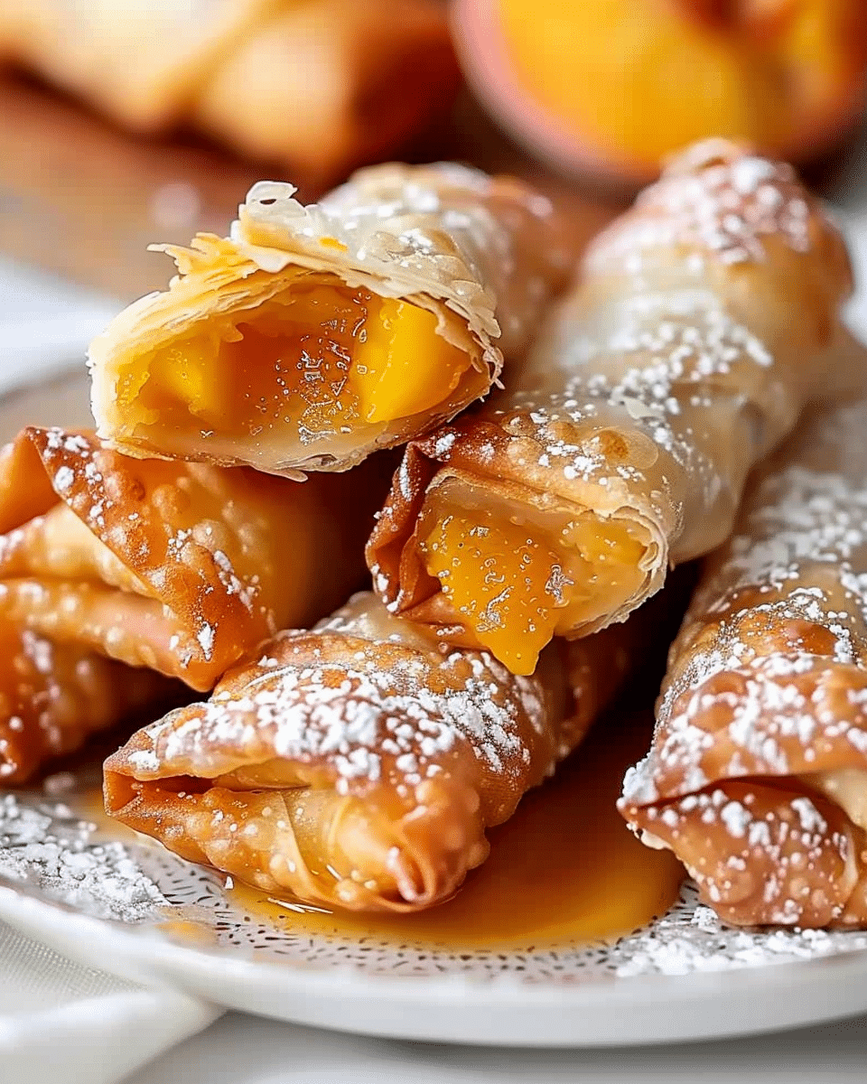 Crispy Peach Cobbler Egg Rolls