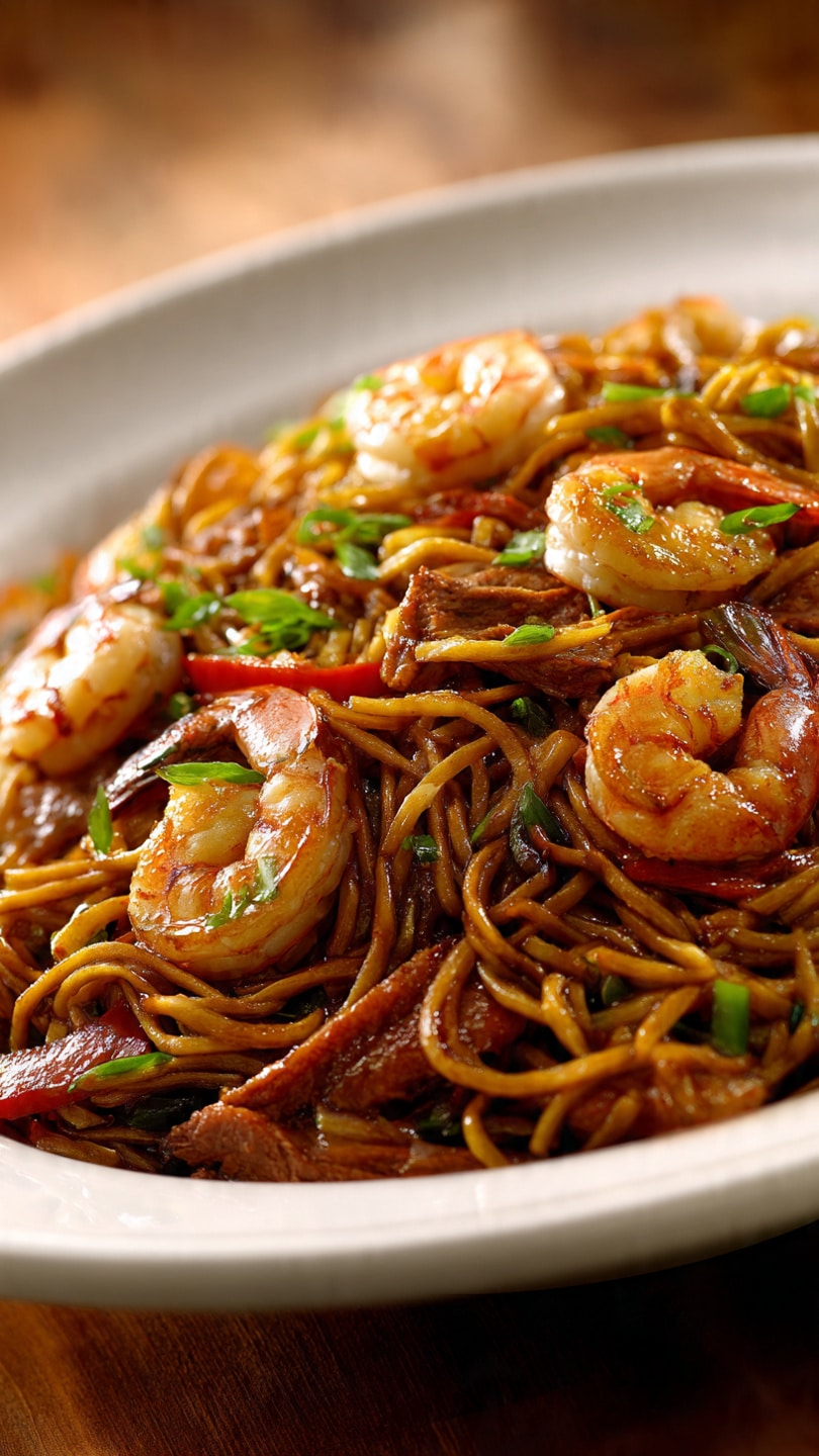 Steak & Shrimp Stir-Fried Noodles For cozy nights