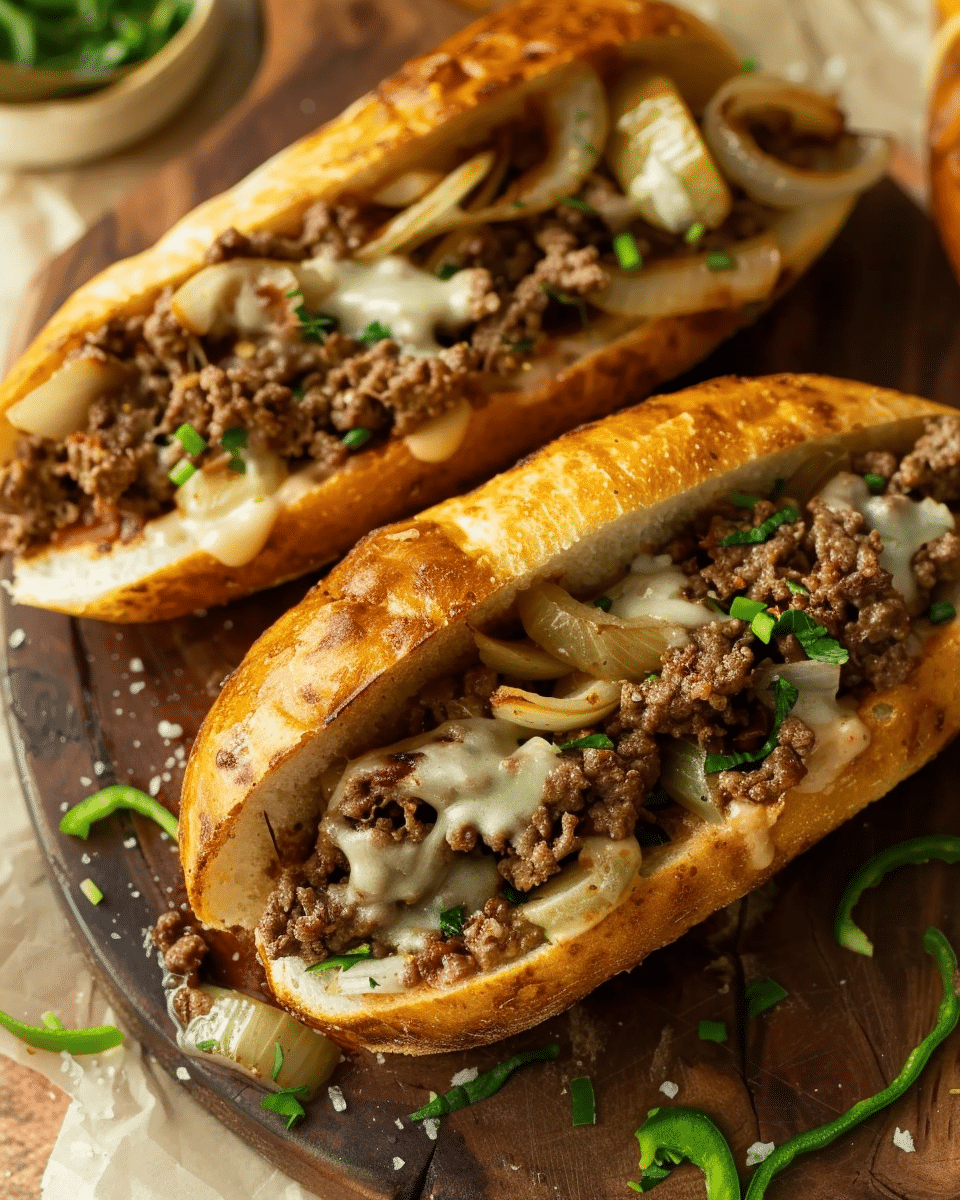 Ground Beef Philly Cheesesteaks