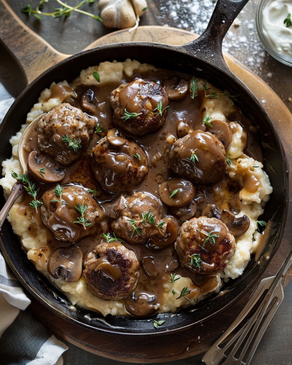 The Best Salisbury Steak Meatballs with Rich Mushroom Gravy